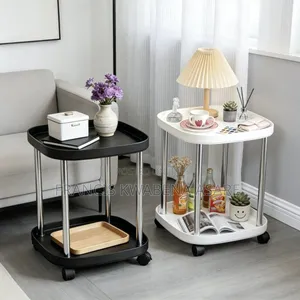 Plastic Table with Metal Legs and Wheels
