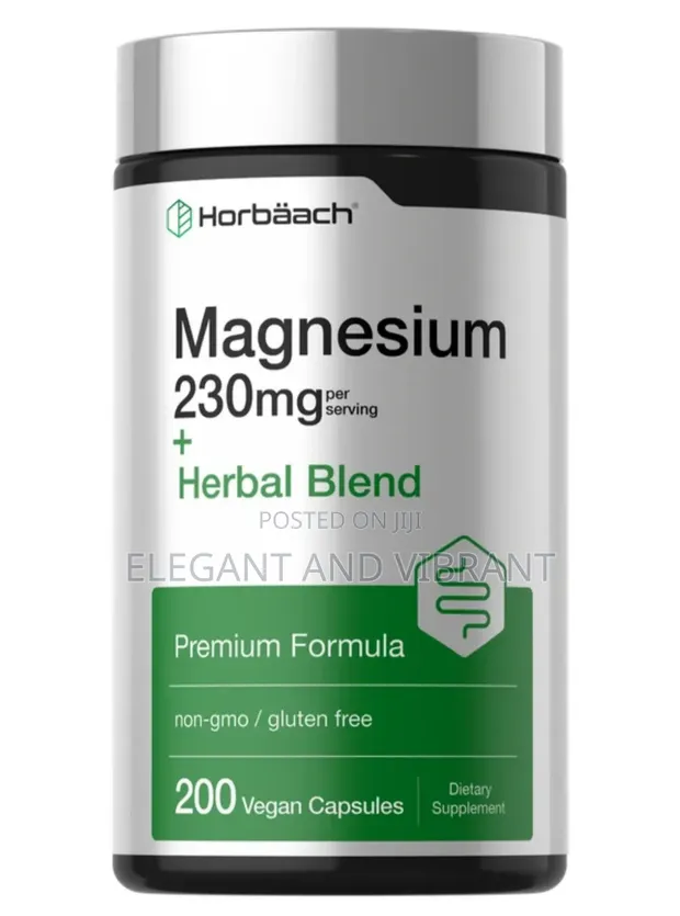 Horbaach Magnesium 230mg with Aloe, Slippery Elm, Marshmallow, Amla - 200 Caps - 1
