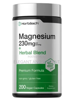 Horbaach Magnesium 230mg with Aloe, Slippery Elm, Marshmallow, Amla - 200 Caps