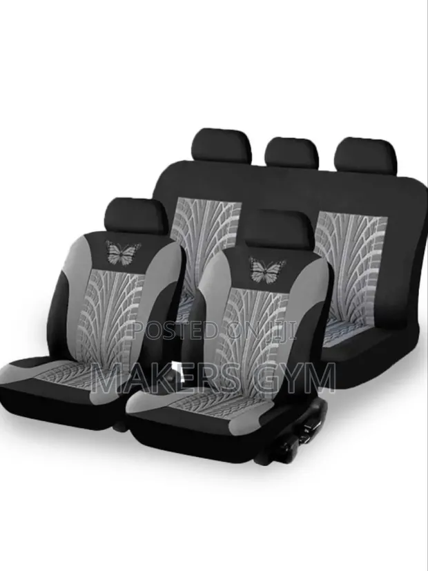 9-Piece Washable Polyester Universal Seat Cover Set - Grey - 1