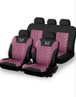 9-Piece Universal Car Seat Covers - Black & Pink Butterfly/Tire Track - 1