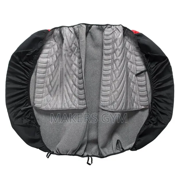 9Pcs Universal Car Seat Covers - Black & Red Butterfly/Tire Track - 1