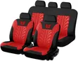 9Pcs Universal Car Seat Covers - Black & Red Butterfly/Tire Track - 2