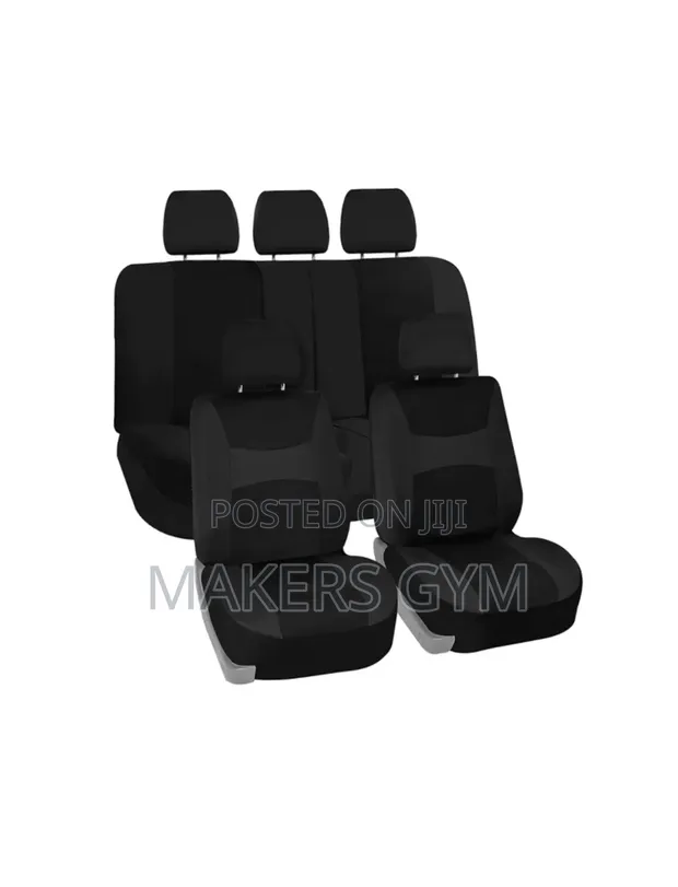 9-Piece Universal Car Seat Covers - Black - 1