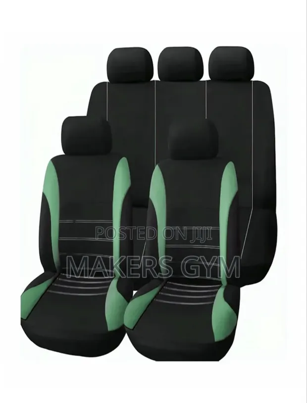 9-Piece Car Seat Cover Set - Black & Green - 1