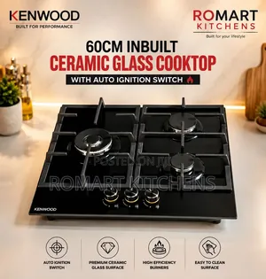 Kenwood 60cm Ceramic Glass 3-Burner Hob with Auto Ignition