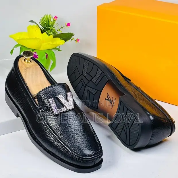 Louis Vuitton Black Leather Loafers with LV Crown - Men's Size 38-46 - 1
