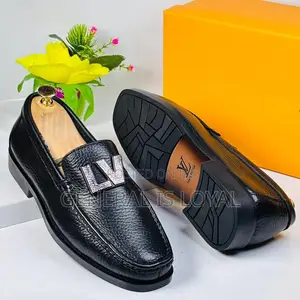 Louis Vuitton Black Leather Loafers with LV Crown - Men's Size 38-46