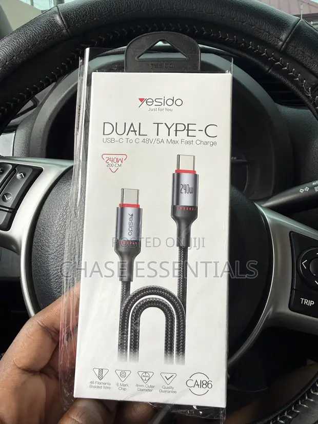240W USB-C to USB-C Flat Data Cable, 2m | Yesido - 1
