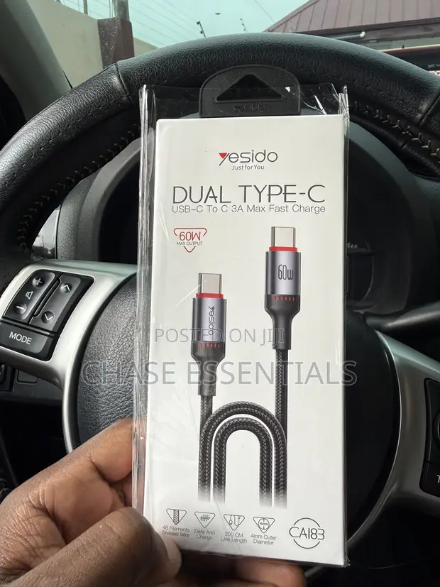 60W USB-C to USB-C Data Cable, 2m | Yesido - 1