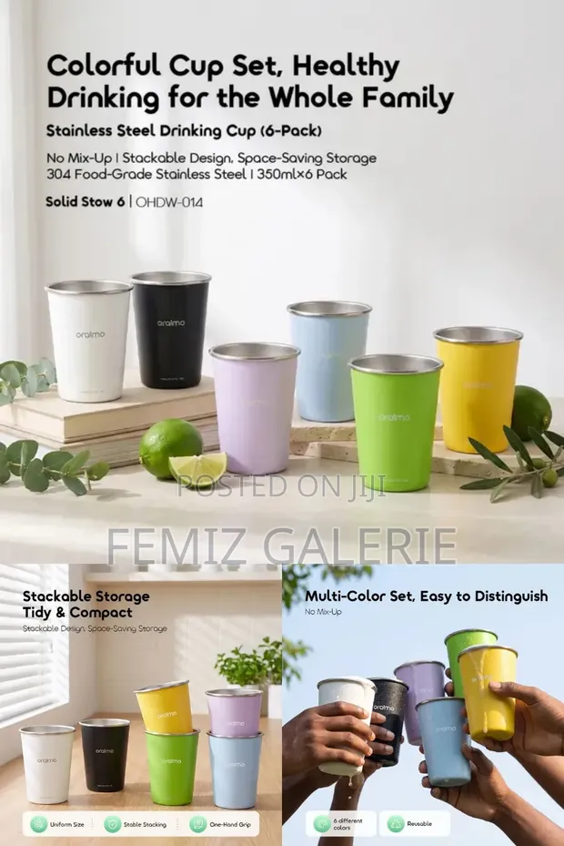 Oraimo Solid Stow 6 Stainless Steel Drinking Cups - 6-in-1 - 1