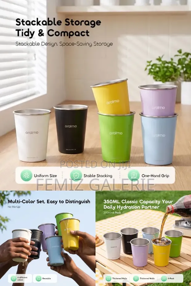 Oraimo Solid Stow 6 Stainless Steel Drinking Cups - 6-in-1 - 1