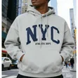 Drawstring Long Sleeve Sweatshirt with Pocket - Grey - 1