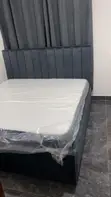 Queen Size Bed Frame with Mattress - Wood-Mode - 1