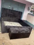 Awaken Queen Size Bed Frame with Side Drawer Ottoman - 2