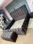 Awaken Queen Size Bed Frame with Side Drawer Ottoman - 3