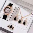 Elegant Ladies Quartz Watch, Necklace, Earrings & Ring Set - 1