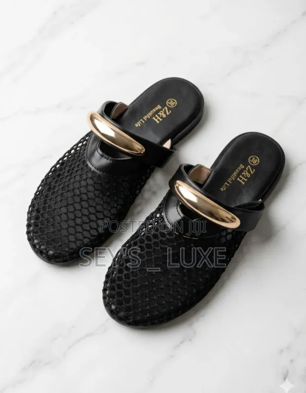 Comfy Mesh Mule Slides - Black, Size 38 - 1