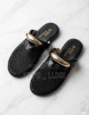 Comfy Mesh Mule Slides - Black, Size 38