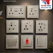 CTORCH 2-Gang Glossy White/Gold Wall Switch - 2