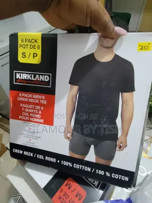 Kirkland Signature 6-Pack Men's Crew Neck Tees - Small, Black