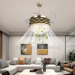 Pukupin 48-inch Chandelier Ceiling Fan with Remote