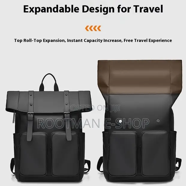 Roll-Top Laptop School Backpack, Waterproof - 1