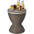 Patio Rattan Cooler Bar Table with Adjustable Height - Brown - 2