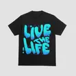 Black T-Shirt with Blue Writing - 1