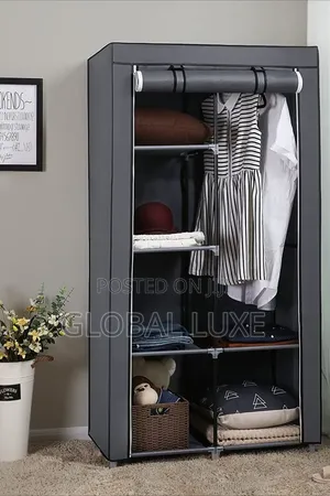2-in-1 Foldable Portable Wardrobe - Black