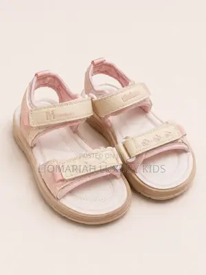 Girls Pink & Cream Velcro Sandals - Size 29