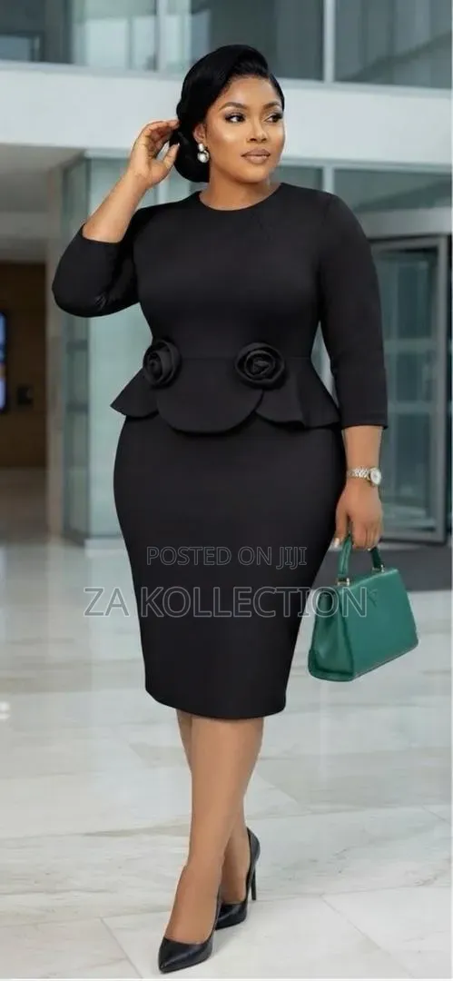 Zalia Ladies Black Fitted Office Dress - 1