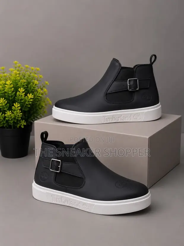 Timberland Court Side Chelsea Boot - Black Leather / White Sole - 1