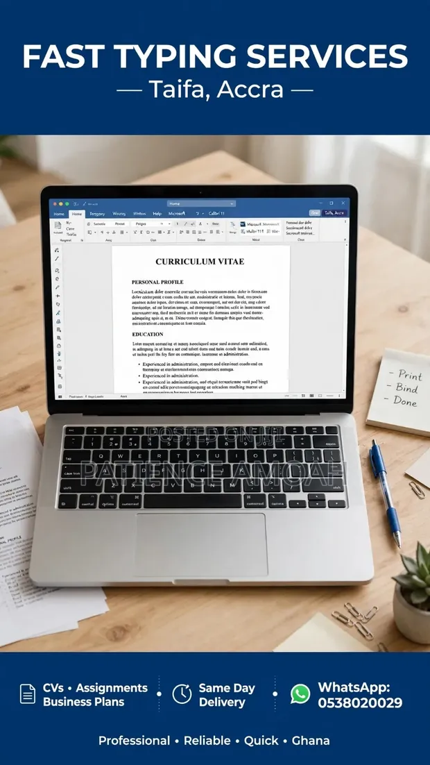 Fast Typing and CV Writer - Same Day Delivery - 1
