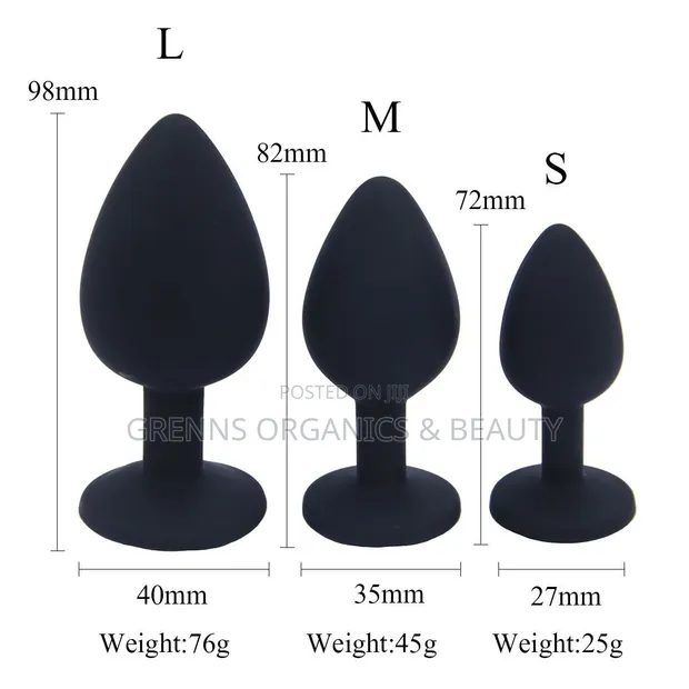 Silicone Anal Butt Plug - 3 Sizes (S, M, L) - Black - 1