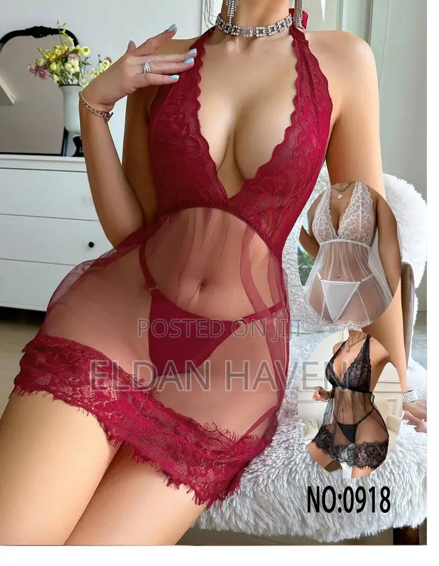 Mesh Lace See-Through Nightgown - 1
