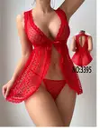 Women's Red Open Front Night Wear - 1
