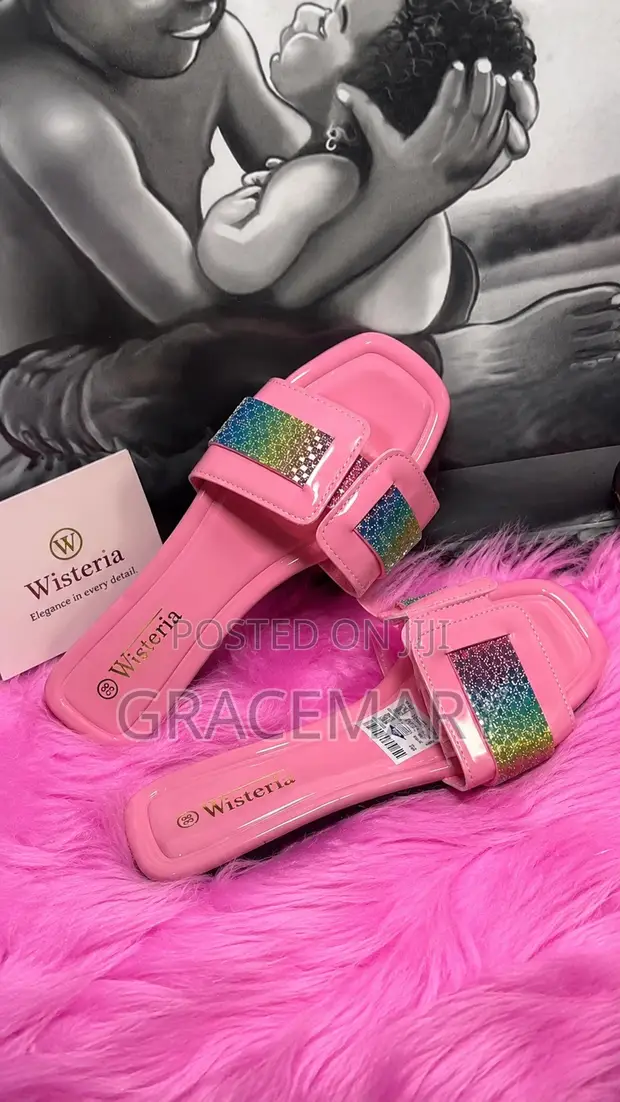 Wisteria Ladies Pink Slide Slippers - 1