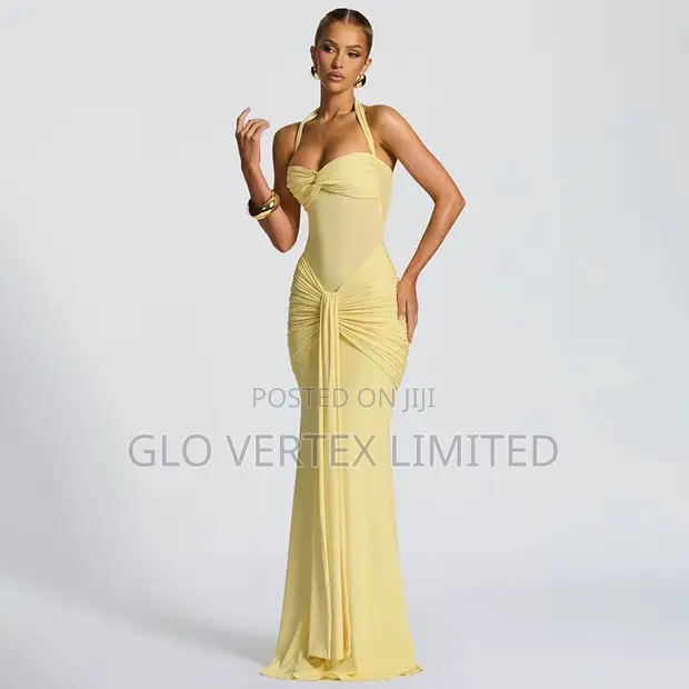 Women's Elegant Strapless Ruched Bodycon Maxi Dress - 1
