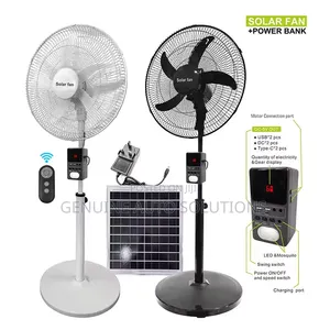 18" Solar Hybrid Rechargeable Standing Fan with Power Bank