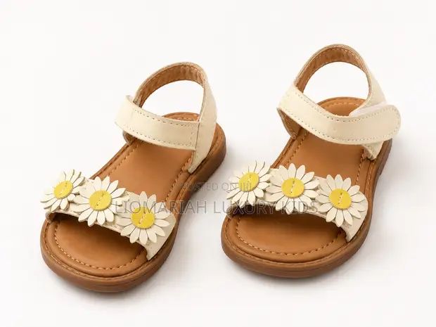 Girls Cream Floral Sandals - 1