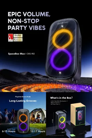 Oraimo SpaceBox Max 200W Auracast Bluetooth Speaker with 2 Wireless Microphones