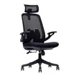 Black Mesh Office Chair with Adjustable Headrest - 1