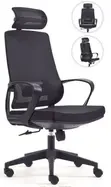 Black Mesh Office Chair with Adjustable Headrest - 2