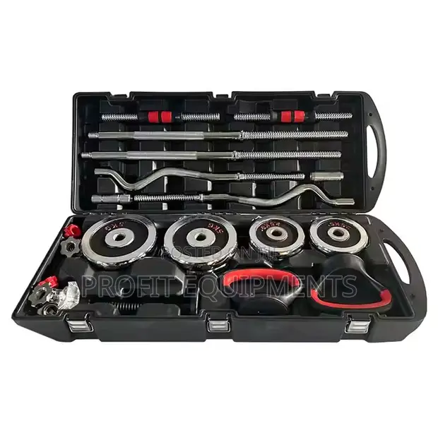 High Quality 55kg Chrome Cast Iron Adjustable Dumbbell Set - 1