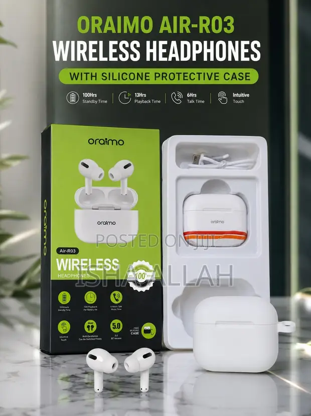 Oraimo Air-R03 Wireless Headphones with Free Case - 1
