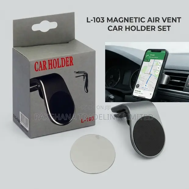 L-103 Magnetic Air Vent Car Phone Mount (Silver) - 1