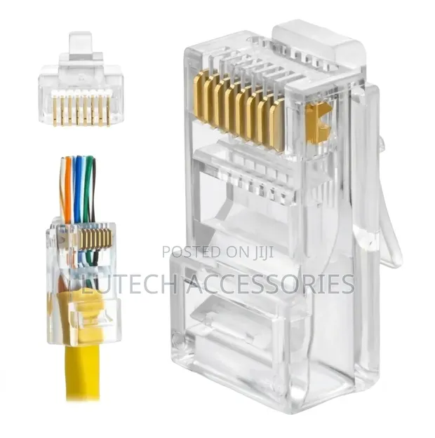 RJ45 Passthrough Cat6 Crystal Heads (100pcs) - 1