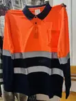 Orange Navy Long Sleeve Reflective Work Polo Shirt - 1