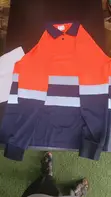 Orange Navy Long Sleeve Reflective Work Polo Shirt - 2